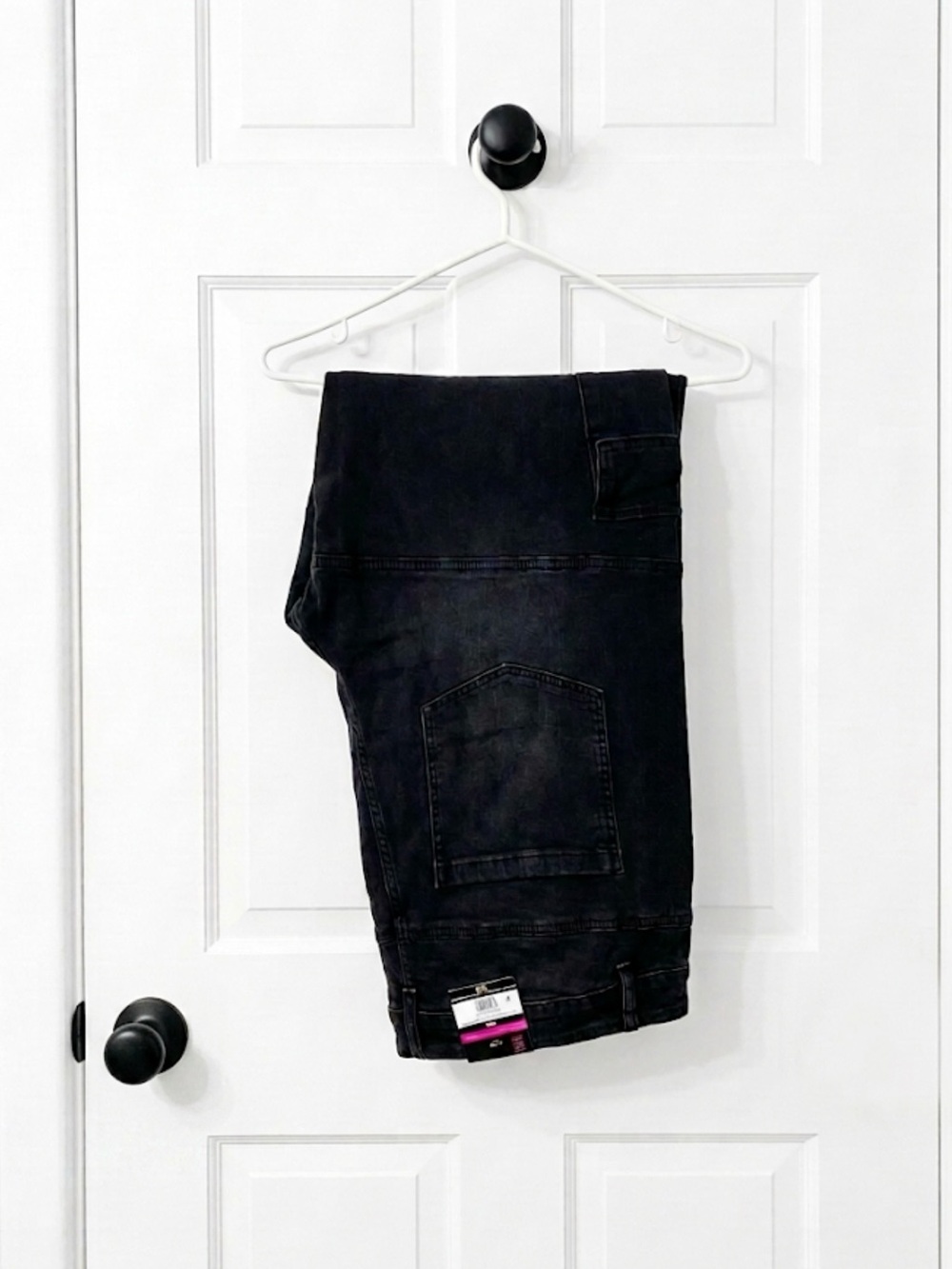 Dark Black Denim Cargo Jeans
